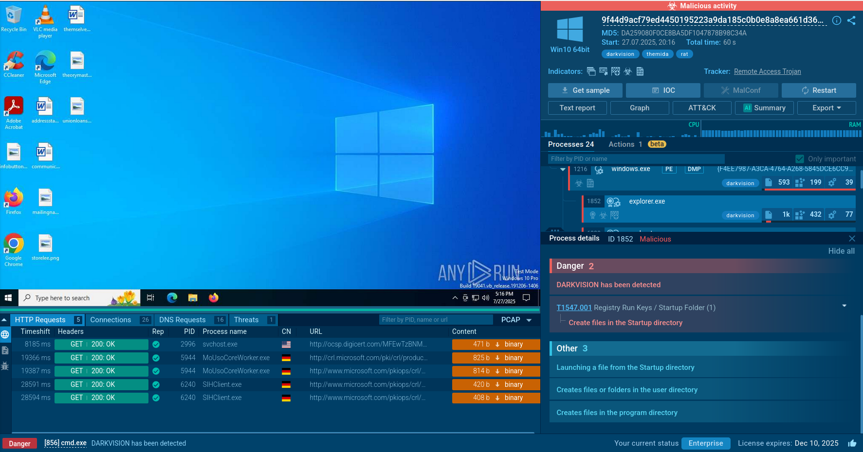 DarkVision analysis in Interactive Sandbox