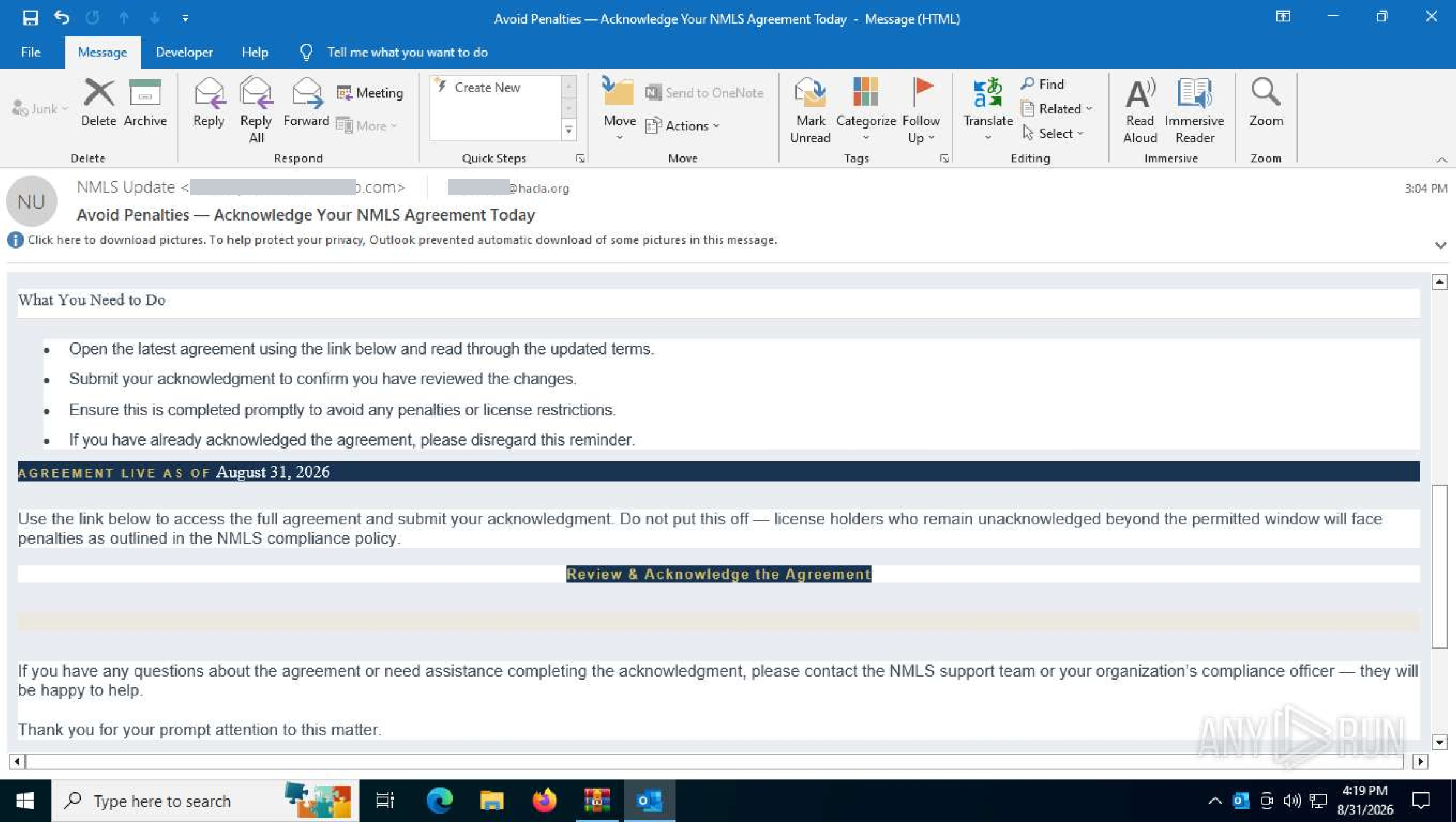 A CSuite lure mail example