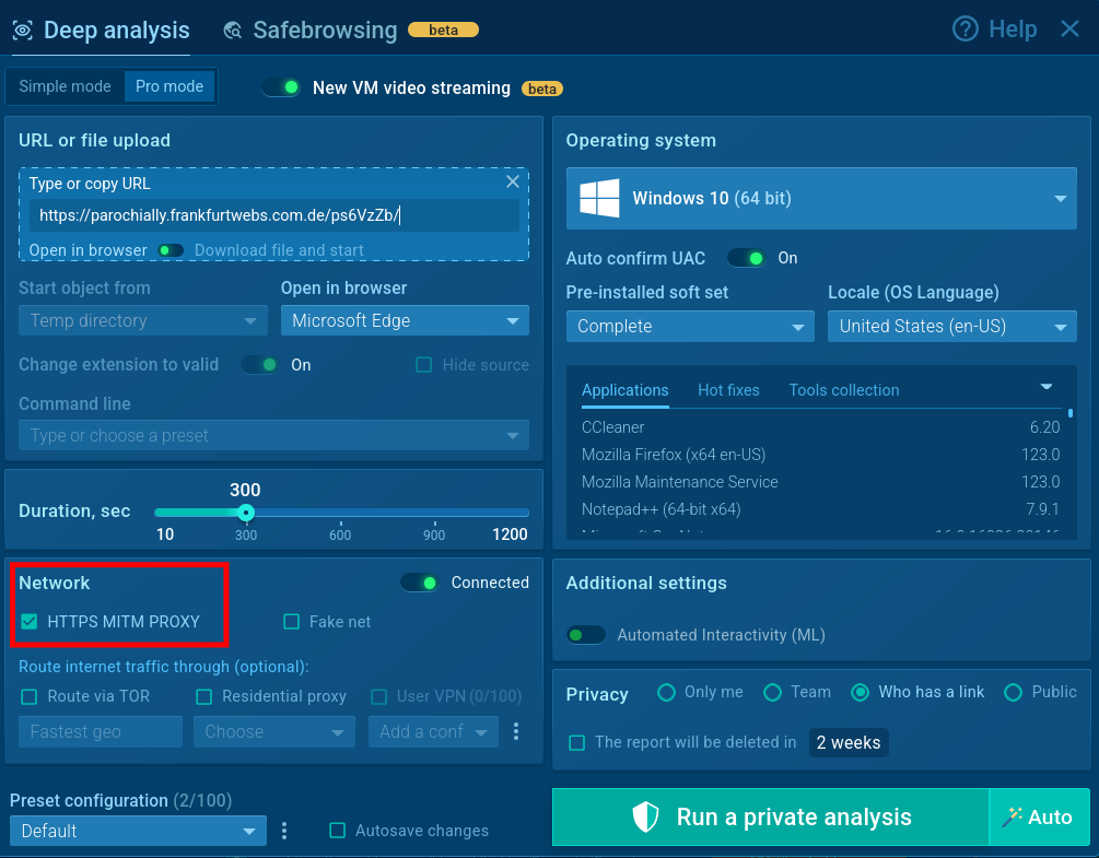Setting up MITM in the Sandbox