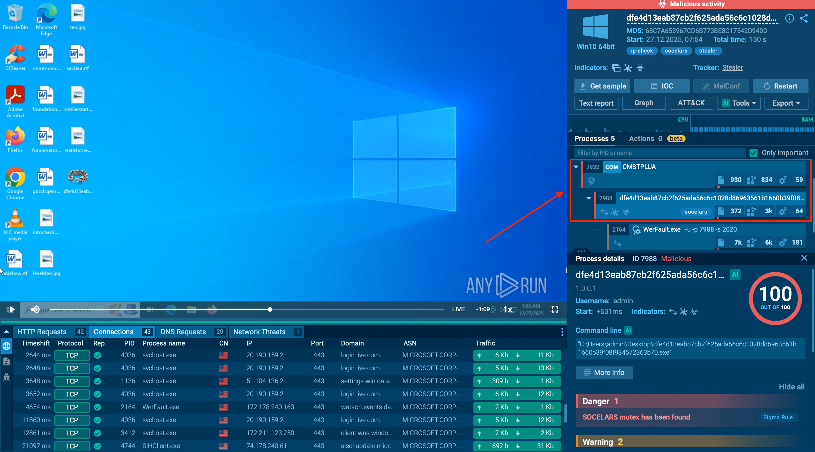 Socelars detected by ANY.RUN Sandbox